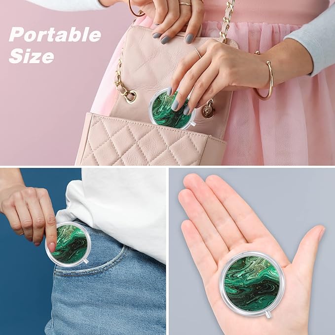 Pill Case, Cute Travel Pill Box for Purse, Moisture Proof Small Medicine Holder, Portable Pocket Medicine Organizer Dispenser to Hold Vitamins, Cod Liver Oil, Supplements, Green Ocean Marble