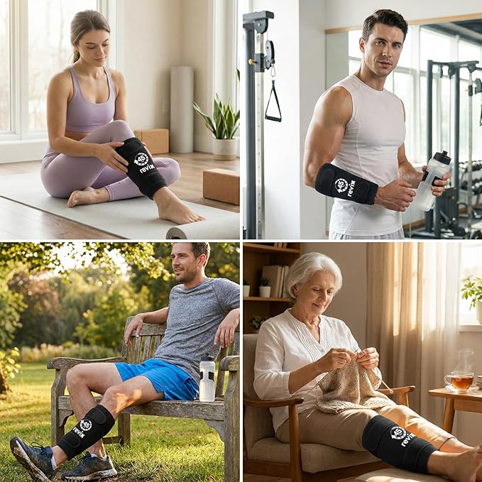 REVIX Calf Ice Packs for Shin Splints Relief, 45-Min Long Lasting Ice Packs for Injuries Reusable with Ice Grid Design, Cold Therapy Compression Sleeves for Soothing Leg & Arm Discomfort, 2 Packs