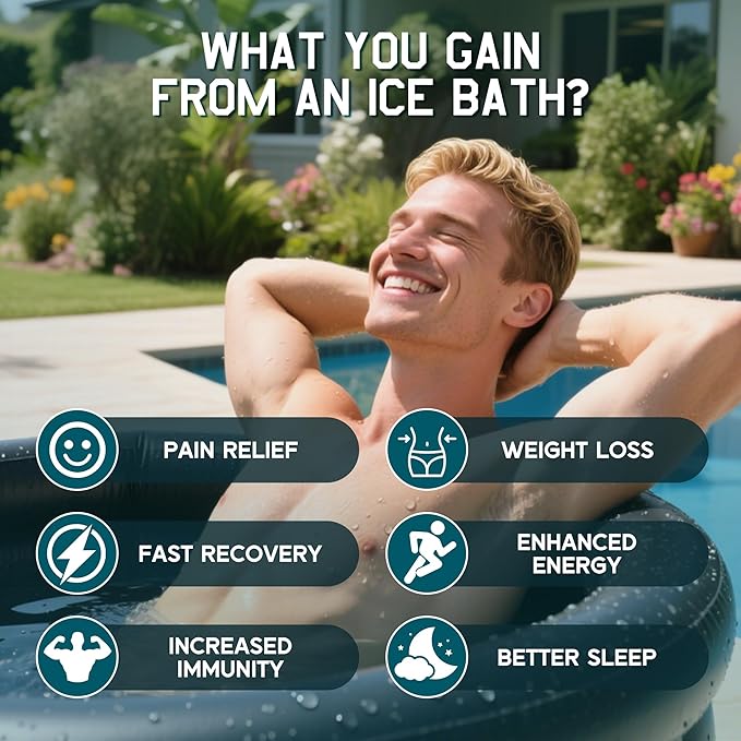 Albott Inflatable Cold Plunge Tub for Athletes, Ice Bath Tub with Insulated Lid & Non-Slip Mat, Water Chiller Compatible, Portable for Indoor & Outdoor Recovery, 210 Gal, 71"L x 35"W x 30"H