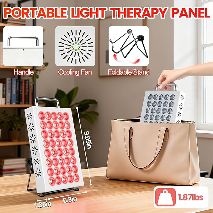 AearKing Red Light Therapy for Face and Body, 660nm & 850nm Near Infrared Red Light Therapy Panel with Adjustable Stand, Portable Dual Chip LED Red Light Therapy Lamp with Timer & 5 Brightness Levels