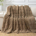 Cottonblue Jacquard Weighted Blanket for Adults 20 lbs Queen Size, Cozy Fluffy Sherpa Fleece Weighted Throw Blankets 60" x 80" for Sleep Relax, Fuzzy Warm Arch Heavy Blanket Soft for Bed Couch, Khaki
