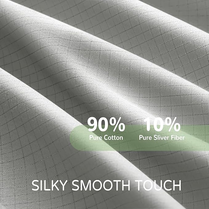 Grounding Sheet Queen Size-90% Organic Cotton & 10% Silver Fiber, Deep Pocket 18" Design, Soft & Conductive, for Better Sleep & Stress Relief Earth Grounf Bedding(Beige,60"x80"x18")