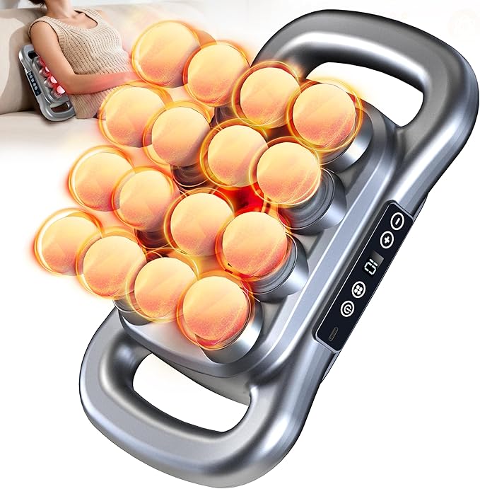 16 Head Massage Gun Deep Tissue - 2026 Upgrade 16-Drive Back Muscle Massager with Adjustable 9 Modes & 9 Levels, Quiet Percussion Massager for Legs, Waist, Back, Buttocks Muscles Pain Relief (Gray)