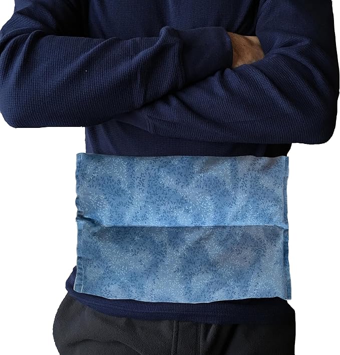 SacksyThyme Microwave Heating Pad for Pain Relief, Flaxseed & Cherry Pit Herbal Heating Pad, Hot Cold Therapy (Sky Blue)