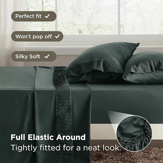 Bedsure Twin XL Sheet Sets Dorm Bedding - 3 Pieces Soft Extra Long Twin Sheets, Hotel Luxury, Easy Care Microfiber for Women, Men, Forest Green