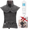 Graphene-Infused Heating Pad for Neck Shoulder and Back,Birthday Gifts for Women Men Dad, Weighted Electric Neck Shoulders Heat Pad for Pain Relief, 24"x33", ETL Certified (Gray-Upgraded, 24"x33")