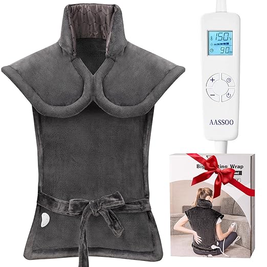 Graphene-Infused Heating Pad for Neck Shoulder and Back,Birthday Gifts for Women Men Dad, Weighted Electric Neck Shoulders Heat Pad for Pain Relief, 24"x33", ETL Certified (Gray-Upgraded, 24"x33")
