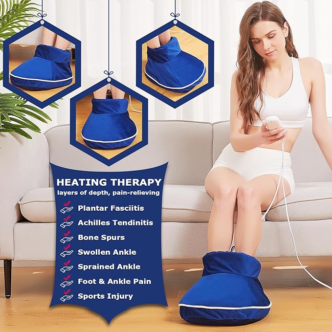 CAMECO Heated Feet Warmers for Women and Men, Electric Foot Heating Pad for Feet Neuropathy Pain Relief, Detachable Cover, Ankle Heating Pad Wrap for Achilles tendonitis, Auto Off Timer, 86-158℉