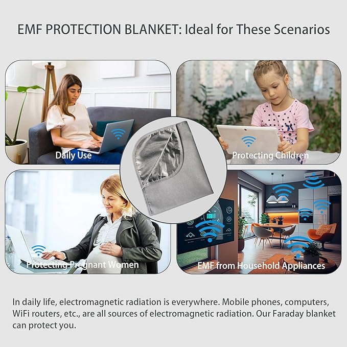 Faraday Blanket, Protection Cotton Blanket, for Cell Phone,Tablet,Laptop- Protection Against Direct Contact from 5G Signal,WiFi,Bluetooth,EMF,RF