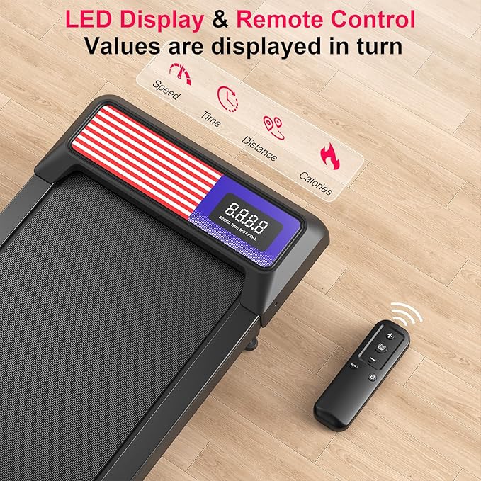 Walking Mat Pad With Incline and Handle Bar, Treadmill with Handles, 4 in 1 Under Desk Treadmill, 2.5HP Low Noise Compact Treadmills Small Space with Remote Control,Portable Treadmills for Home Office