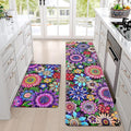 Likiyol Boho Kitchen Rugs, Boho Floral Anti Fatigue Kitchen Mat for Floor, Bohemian Flowers Non Slip Washable Kitchen Floor Mats, Comfort Standing Mat, 18'' x 30'' + 18'' x 60'', Floral