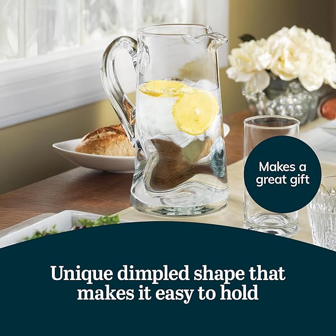 Libbey Impressions Large Glass Pitcher, 80 Oz, Clear, Tall Cocktail Pitcher, Modern Glass Pitchers with Handle for Lemonades, Iced Tea, Wine and More