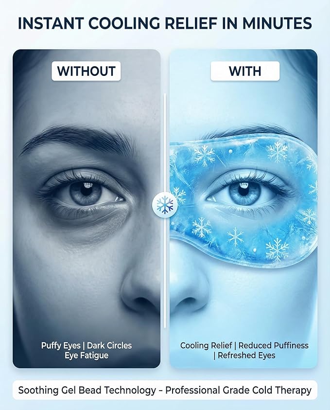 Cooling Eye Masks for Puffy Eyes and Migraine Relief, Disposable Cold Compress Eye Mask for Sleeping Travel Spa, Instant Soothing Eye Pads with Non-Woven Fabric, 10 Pack