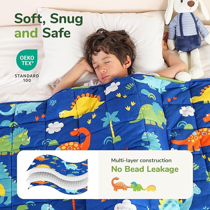 Sivio Weighted Blanket 3lbs, Blue Dinosaur Small Cooling Heavy Blankets, Washable Breathable Weighted Throw Blanket for Sleep, 36"x48"-3lb