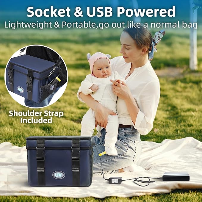 UV Sanitizer Box, 12L Portable Sanitizing and Cleaning Machine with 3-Level Timer, Foldable UVC Cleaner Box for Toys, Mask, Towel, Key, Ozone Free UV Cleaning Sanitizer Machine