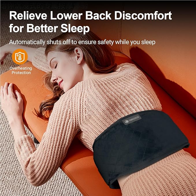 Cordless Lower Back Massager with Heat, CooCoCo Heating Pad with Massager for Back Pain Relief, Rechargeable Heat Pad for Period Cramps, Lumbar, Auto Off