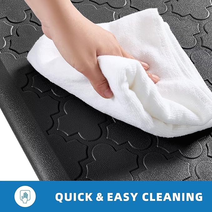 Kitchen Mats for Floor - Anti Fatigue Mats for Kitchen Floor - Non Slip Cushioned Rugs for Standing, Office, Sink, Laundry, Black