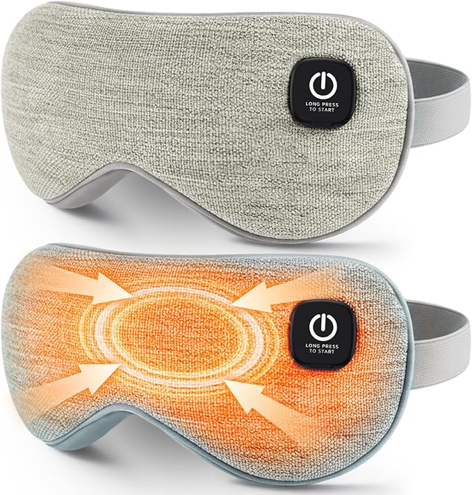 Heated Eye Mask - Cordless Eye Mask for Dry Eyes, Eye Relief, Improved Sleep, 4 Temperature, Washable Eye Heating Pad for Travel and with Replaceable Shell