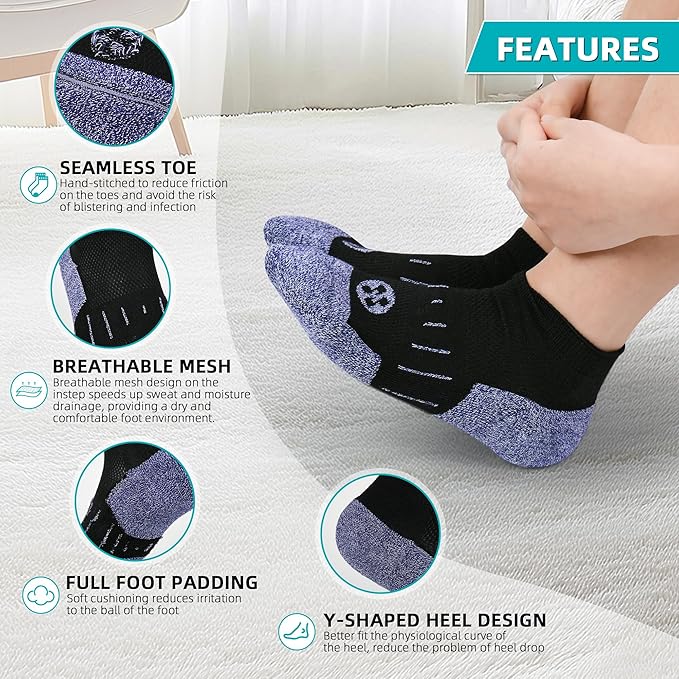Diabetic Socks for Men,4 & 6 Pairs Low Cut Bamboo Viscose Wide Mens Diabetic Socks Size 9-11 10-13
