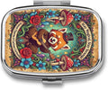 Metal 2 Compartment Pill Organizer Travel Friendly Portable Compact Pill Box Cute Pill Case,for Pocket Wallets Daily Portable Medicine Vitamin Tablet Storage (Cute Bear)