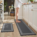 KIMODE Anti Fatigue Mats for Kitchen Floor 17"x59"+17"x29", Dark Grey Farmhouse Kitchen Rugs Sets of 2, Cushioned Kitchen Floor Mat Non Skid, Memory Foam Kitchen Mat for Laundry Office Sink Desk
