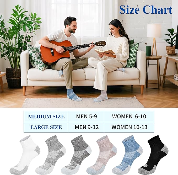 Diabetic Socks for Men,6 Pairs Ankle Mens Diabetic Socks,Diabetic Neuropathy Socks for Men Size 9-11/10-13/13-15.