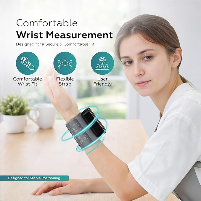 Wrist Blood Pressure Monitor for Home Use – FDA 510(k) Cleared Class II Medical Device, Digital Wrist Cuff 13.5–21.5 cm, Large 2.9" LED, Dual User, Travel Case (U60AH)