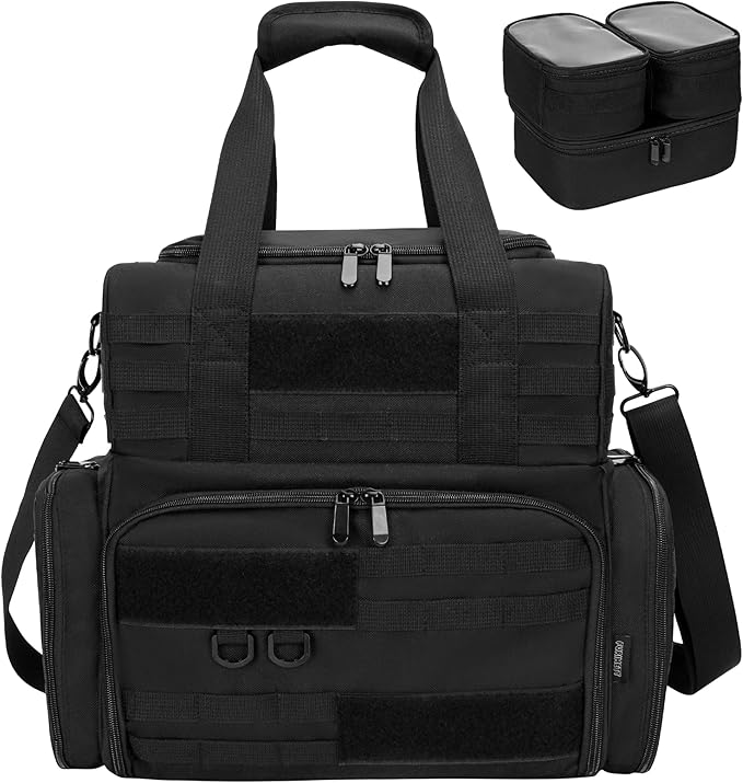 Tactical Pill Bottle Organizer Storage with 3 Inner Clear Pouches, Large Medicine Storage Bag, Pill Organizer Bags with Cross Body Straps for Home, Dorm, Travel, Outdoor, Black