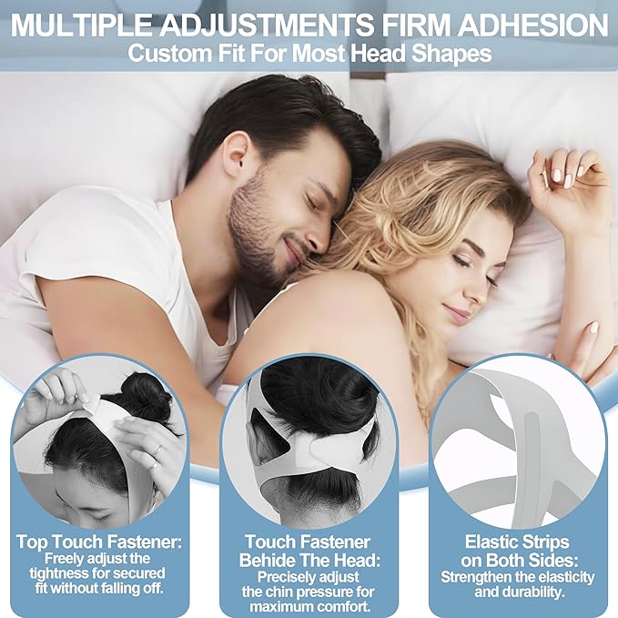 2 Pack Chin Strap for Sleeping - Effective Stop Snoring Solution - Adjustable Anti Snoring Chin Strap for Men Women Breathable Anti Snroing Devices