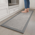 Kitchen Runner Rugs Non Slip Washable Anti Fatigue, Super Absorbent 0.4" Thick Cushioned Long Kitchen Mats for Floor, Jute-Look Sink Floor Mat Laundry Standing Mat, Easy Clean, Gray 17"x59"