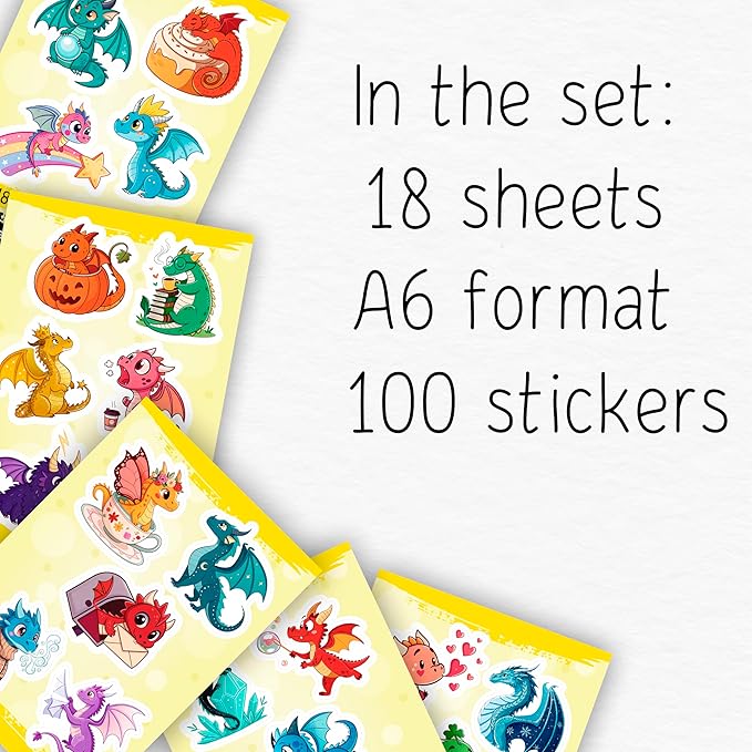 100Pcs Cute Dragon Stickers Waterproof, Funny for Laptop - Dragon Party Supplies - Gift for Women & Men