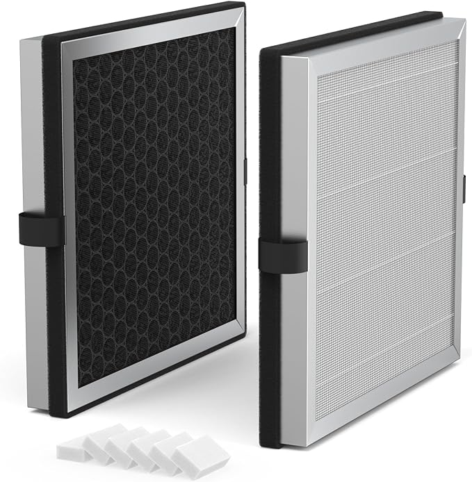 JF180 Replacement Filter Compatible with JF180 Air Purifier, H13 HEPA 3-Stage Filtration System, 2 Filters & 6 Aroma Pads