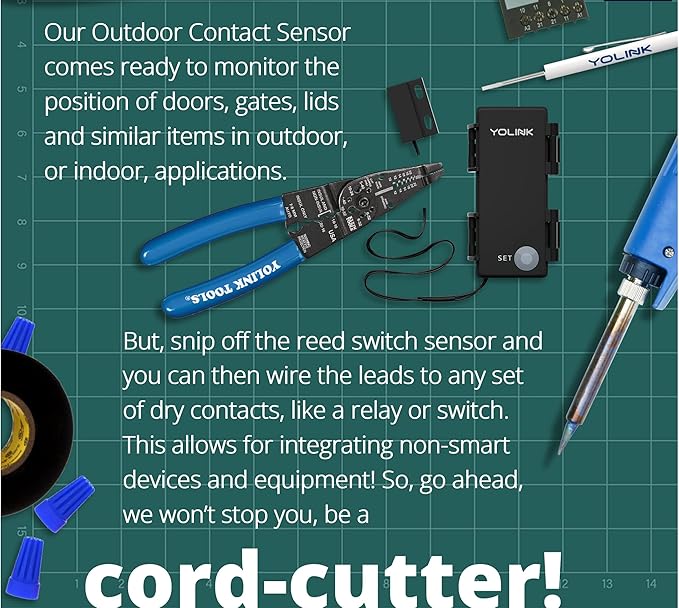 YoLink LoRa Smart Outdoor Contact Sensor & SpeakerHub Starter Kit: SpeakerHub Audio hub, (2) Gate & Shed Door Sensors, Email/SMS/Push Alerts, 1/4 Mile Open Air Range, Alexa, IFTTT, Home Assistant