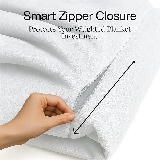 HomeSmart King Size Weighted Blanket Cover – Ultra Soft White Minky, Fits 92x104 Weighted Blanket (Cover Only)
