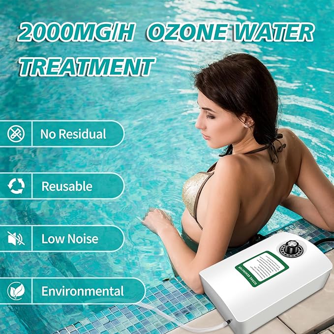 2000mg/H Ozone Generator for Cold Plunge with Timer,Ozone Bubbler, Portable Ozone Generator Keep Hot Tub Water Clean, Ozone Generator Hot Tub, Spa, Cold Plunge Accessories