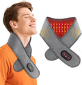 Cordless Neck Heating Pad for Pain, Neck Massager with 660nm 850nm Red Light, Heated Neck Wrap with 3000mAh Rechargeable, 3 Levels Heat & Massage, Gray