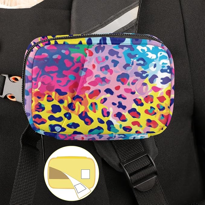 Portable Pills Organizer for Purse, Pill Cases Organizers 7 Day Medicine Travel Case, Personal Week Pill Organizer Cute Zipper Medication Bag Containers for Vitamin (Colorful Leopard Print)