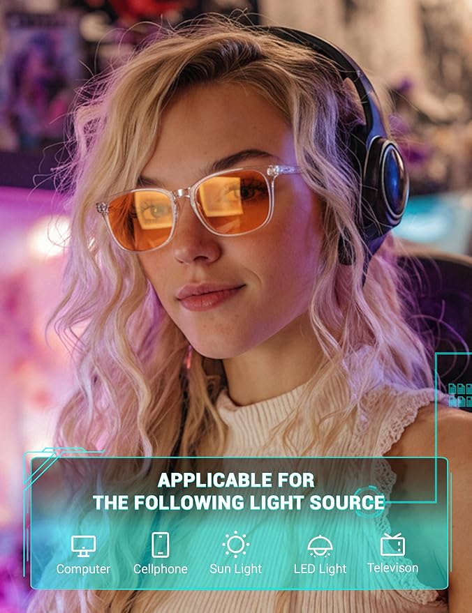 TIJN Blue Light Blocking Glasses for Women Men Clear Frame Square Nerd Eyeglasses Anti Blue Ray Computer Screen Glasses