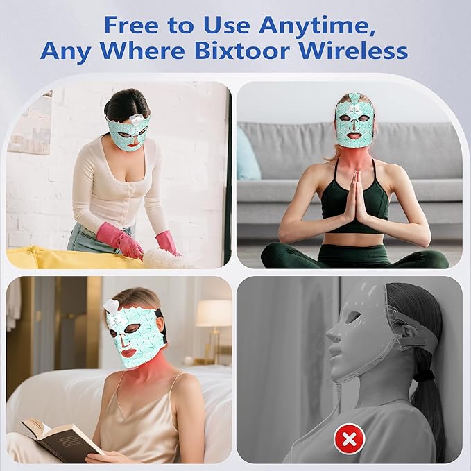 Red Light Therapy for Face, 7 Colors LED Mask Light Therapy, Infrared Face Mask Light Therapy for Reduce Wrinkles, Skincare at Home and Travel, Green