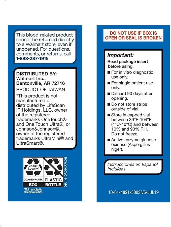 Blood Glucose Test Strips, 50 Count | Ideal for Glucose Monitor Kit, Diabetes Testing | Compatible with OneTouch Meters | Reliable Readings | Accurate & Easy to Use | High Accuracy Strips