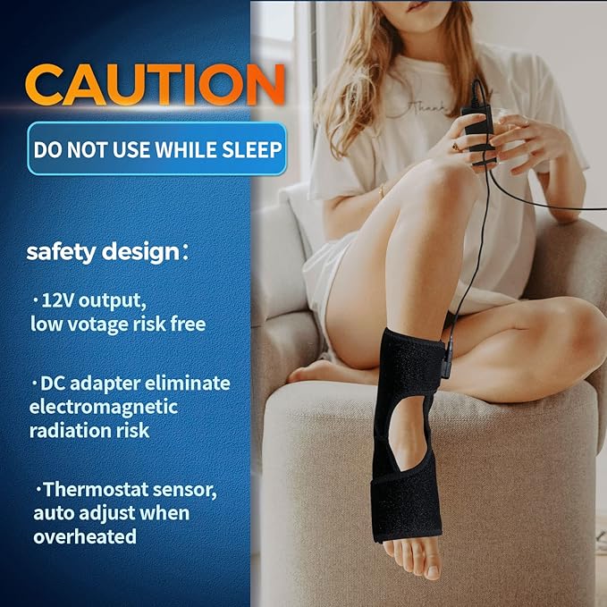 sticro Ankle Heating Pad for Achilles Tendonitis and Plantar Fasciitis Relief, Heated Ankle Brace Foot Heating Pad Wrap with Massage Ball for Sprained Ankle, Arthritis Foot Heel Pain Relief (Black)