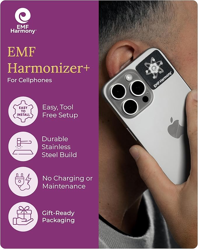 EMF Harmony Harmonizer Plus Phone Sticker – 1.2" Stainless Steel Adhesive Disc for Phones & Devices, Reusable Accessory for Daily Peace of Mind in The Modern Age