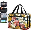 Fustylead Vibrant Vintage Groovy Daisy Flowers Travel Medicine Organizer Bag Home Storage First Aid Kit Large Pill Case with Zipper for Pill Bottle, Vitamins, and Medical Supplies