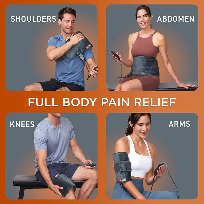 Pure Enrichment PureRelief Pro Far Infrared Universal Heat Wrap - Deep Muscle Relief for Back, Neck, Shoulder, & Knee Pain in Athletes, 4 Heat Settings, Dry/Moist Heat, Lumbar Heating Pad (Iron Gray)