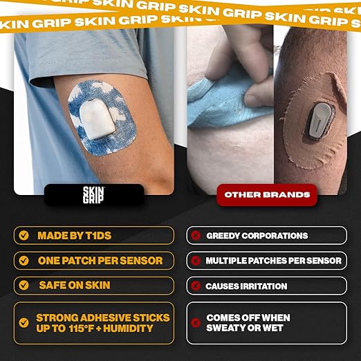 Skin Grip Insulet Omnipod 5 Adhesive Patches Waterproof & Sweatproof (Also Fits Omni pod Dash), Pre-Cut Medical Tape, Ultimate Insulin Pump Protection, Diabetic Sensor Covers, Classics (10-Pack)
