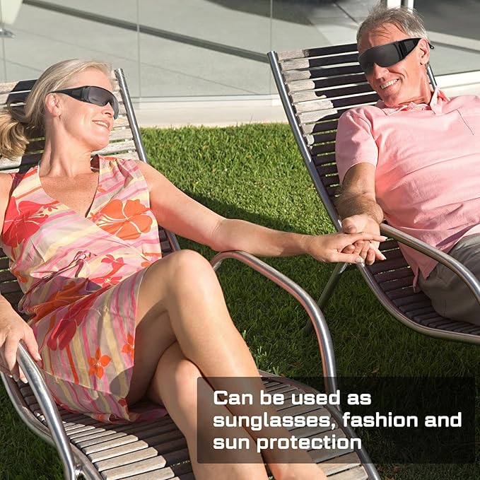 Konohan 4 Pairs UV Resistant Safety Glasses Protective Tanning Goggles Eyewear Red Light Therapy Black Glasses Comprehensive Protection for Your Eyes