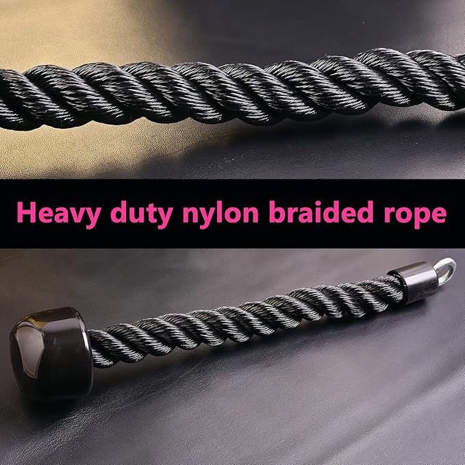 EnriQ Tricep Rope Pull Down,Heavy Duty Triceps Kit Easy to Grip & Non Slip Cable Attachment Ideal for Home Gym Face Pulls Tricep Push Down Rope System