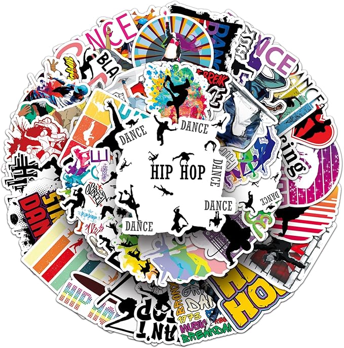 50pcs Dancing Stickers,Waterproof Vinyl Stickers with Breakdance, Street Dance & Ballet Elements, Suitable for Kids & Adults, Decor for Laptop, Phone