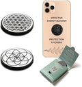 Gadget Protection Shungite Stickers Blocker for Cell Phone 2 pcs Flower of Life & Seed of Life Engraved | Round Sticker Plates for Bad Vibes Blocking | Polished Shungite Stone Plates S576