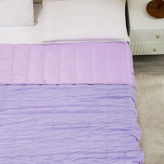 Weighted Blanket 10 Pounds Twin Size, Cooling Blanket for Hot Sleepers, Soft Bed Blanket Universal to All Seasons, 48''x72'' 10 LBS, Purple